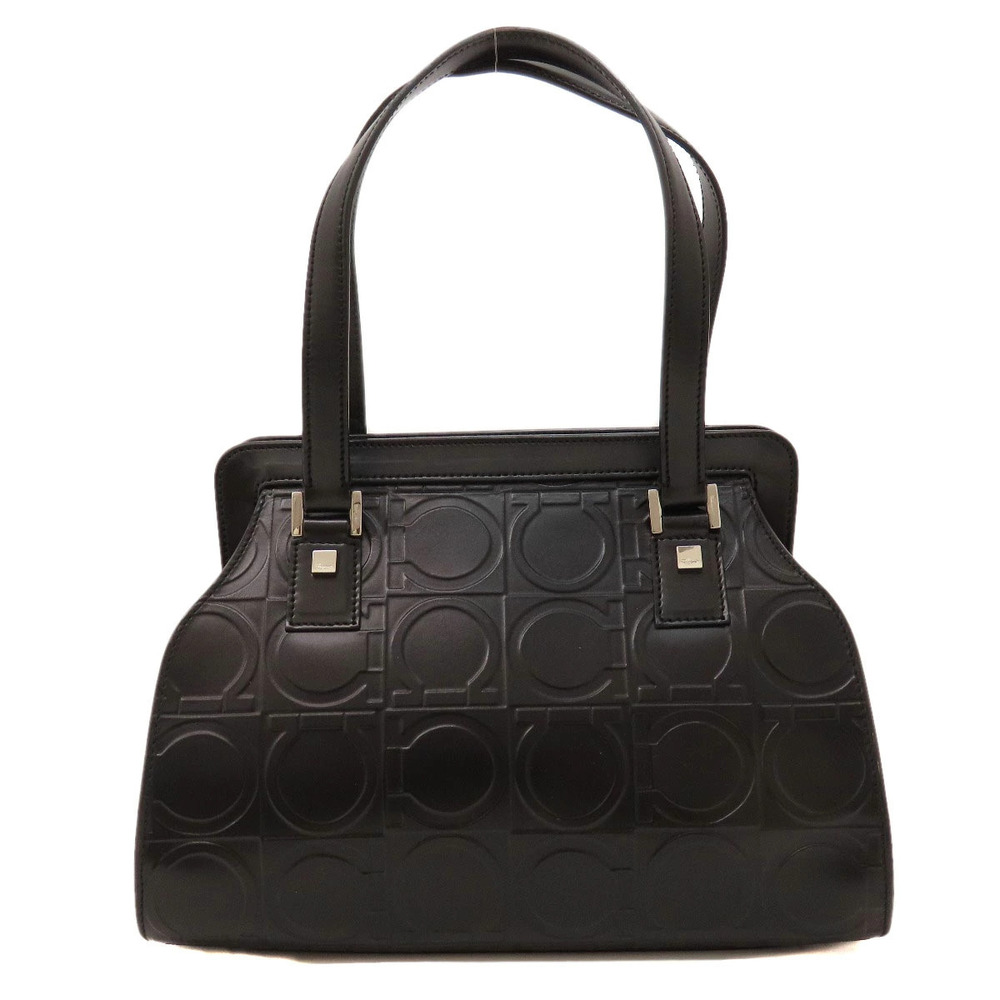 Salvatore Ferragamo Gancini handbag motif leather Black